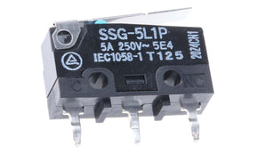Omron SSG-5L1P, Hinge Lever Subminiature Micro Switch, PCB Terminal, 5 A @ 125 V ac, SPDT, IP40