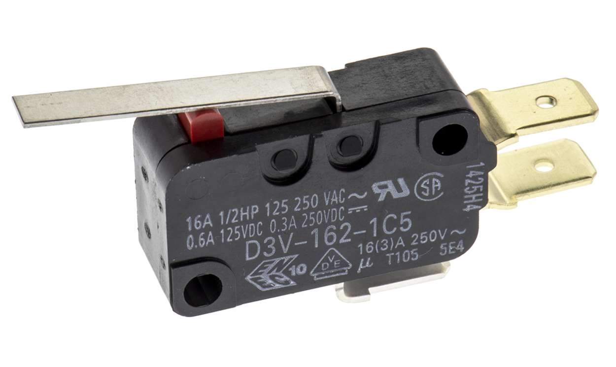 Omron D3V-162-1C5, Hinge Lever Micro Switch, Tab Terminal, 16 A @ 250 V ac, SPDT, IP40