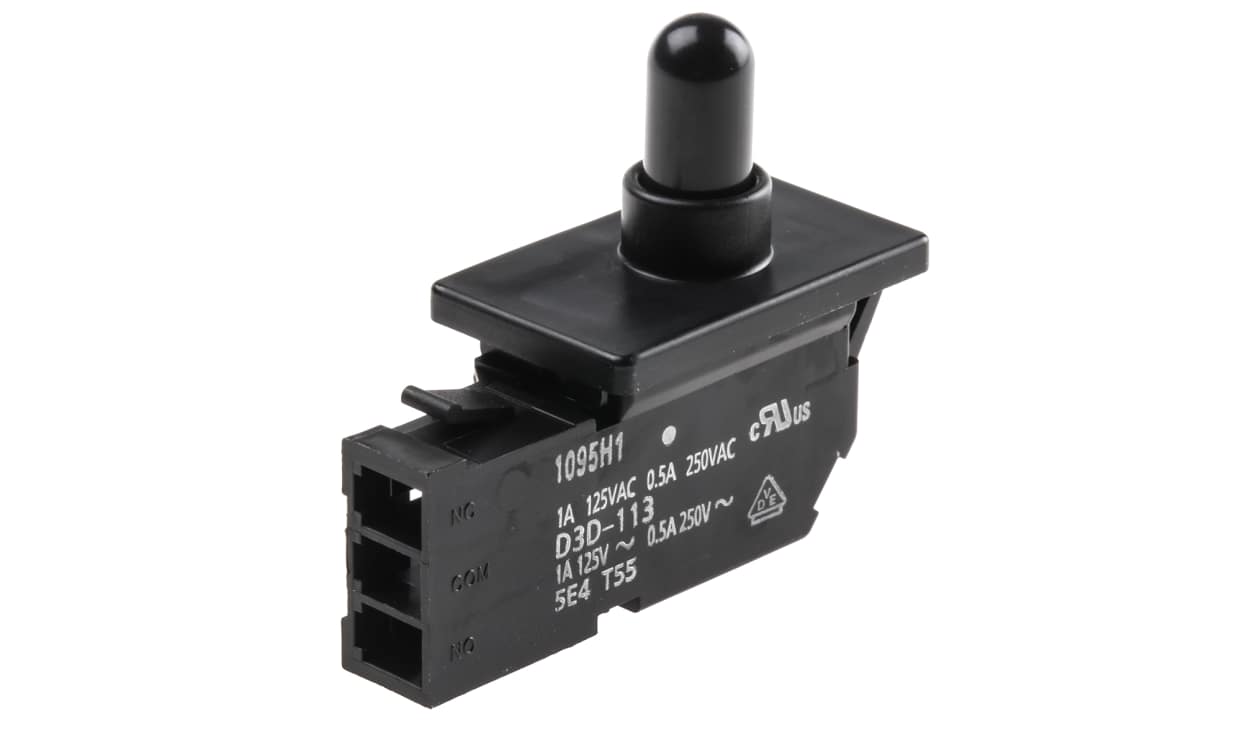 Omron D3D-113, Door Micro Switch, Plunger, SPDT 500 mA @ 250 V ac IP40, -30 → +60°C