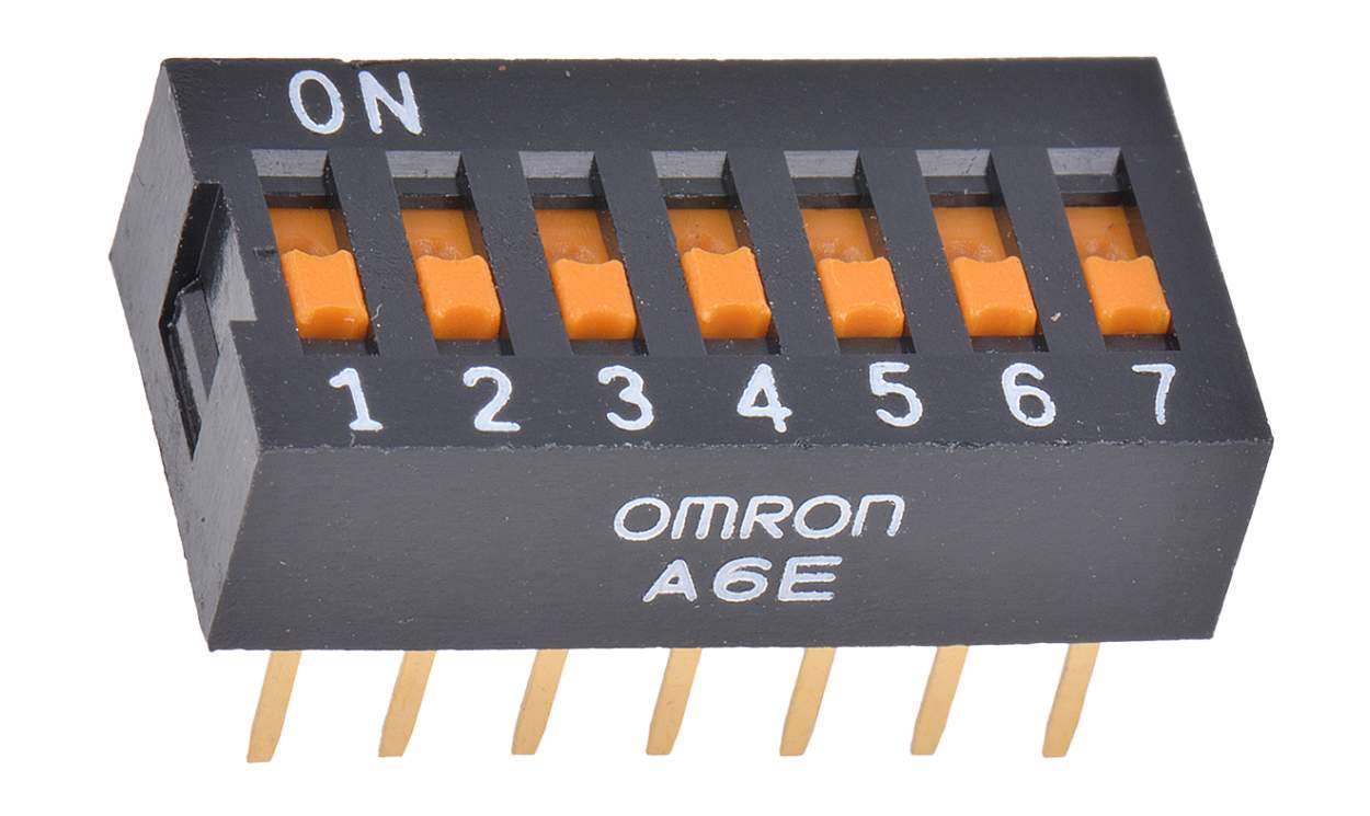 Omron A6E-7101-N, 7 Way Through Hole DIP Switch 7P