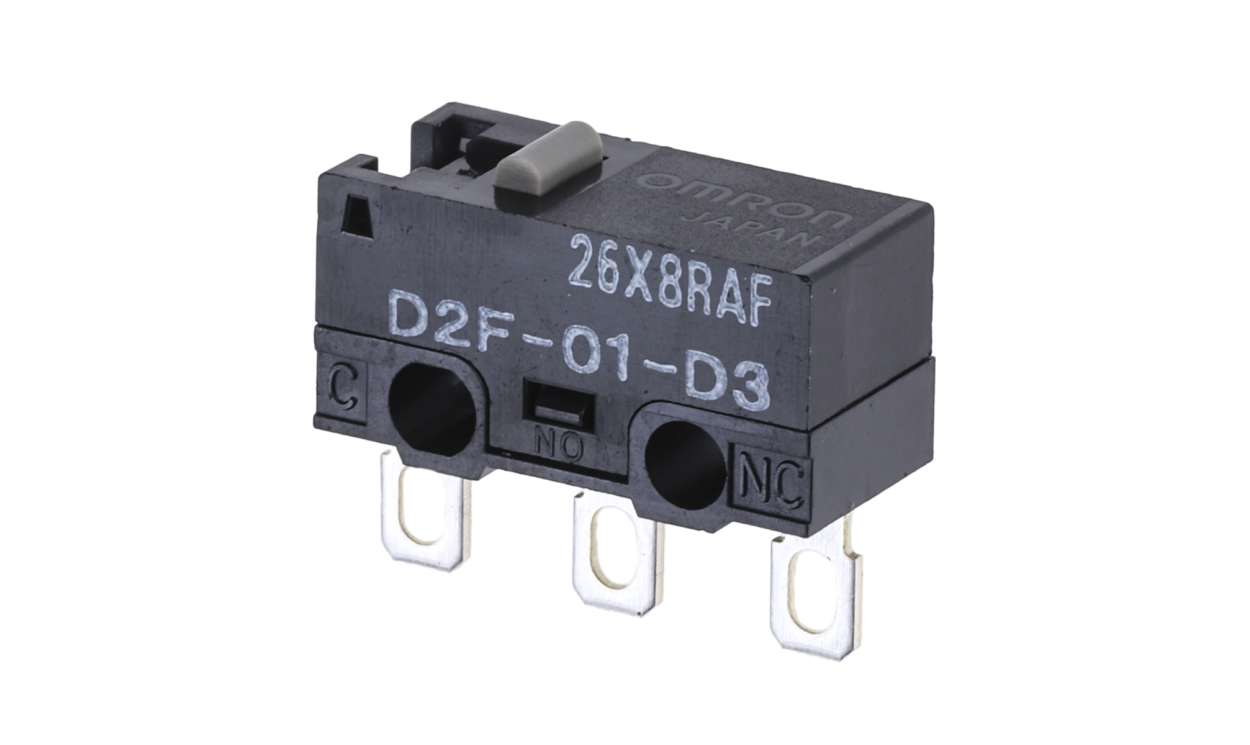 Omron D2F-01-D3, Pin Plunger Micro Switch, Solder Terminal, 100 mA @ 30 V dc, SPDT, IP40