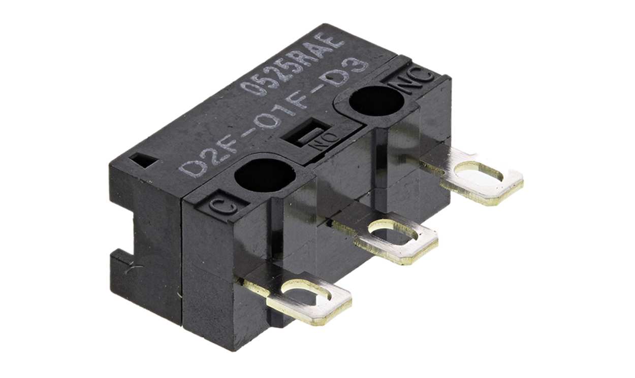 Omron D2F-01F-D3, Pin Plunger Micro Switch, Solder Terminal, 100 mA @ 30 V dc, SPDT, IP40