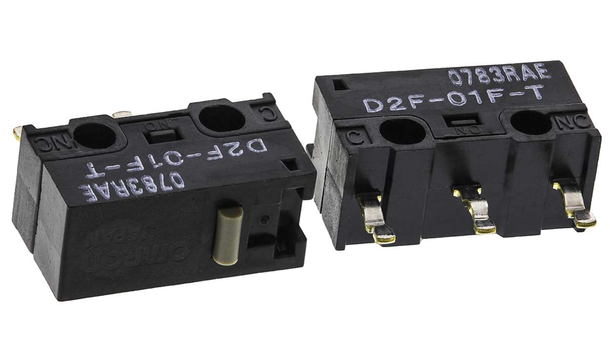 Omron D2F-01F-T, Pin Plunger Micro Switch, PCB Terminal, 100 mA @ 30 V dc, SPDT, IP40