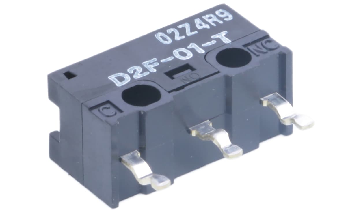 Omron D2F-01-T, Pin Plunger Micro Switch, PCB Terminal, 100 mA @ 30 V dc, SPDT, IP40