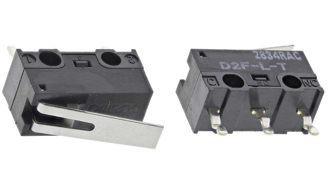 Omron D2F-L-T, Hinge Lever Micro Switch, PCB Terminal, 3 A @ 125 V ac, SPDT, IP40