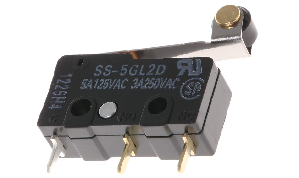 Omron SS-5GL2D, Roller Lever Micro Switch, Through Hole Terminal, 5 A @ 125 V ac, SPDT, IP40