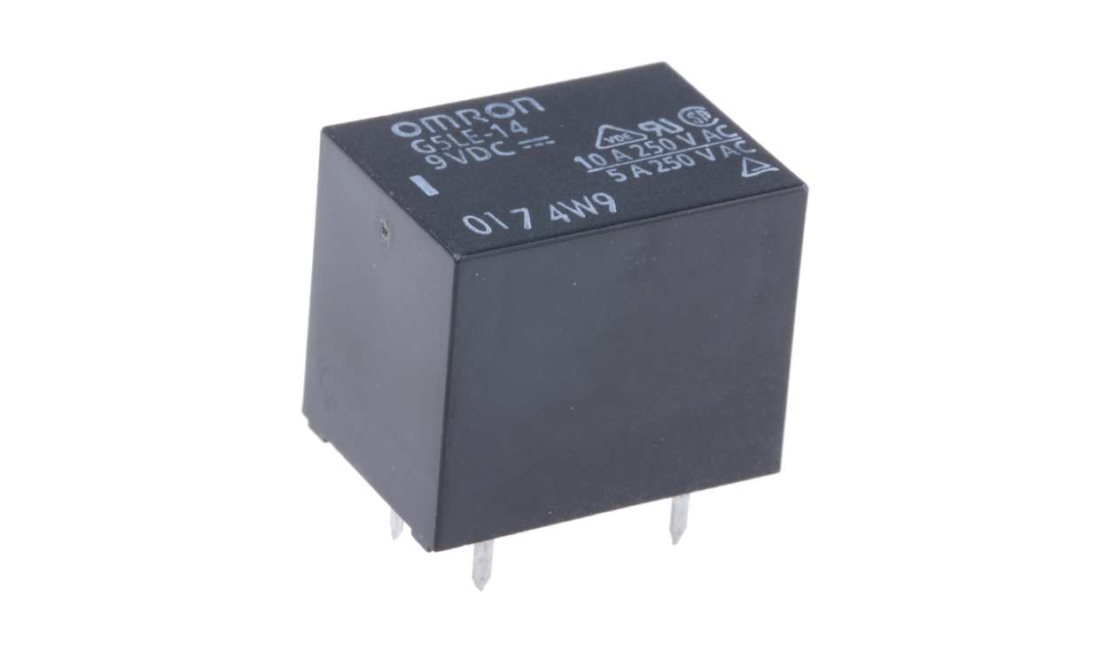 Omron G5LE-14 DC9, PCB Mount Power Relay, 9V dc Coil, 10A Switching Current, SPST-NO