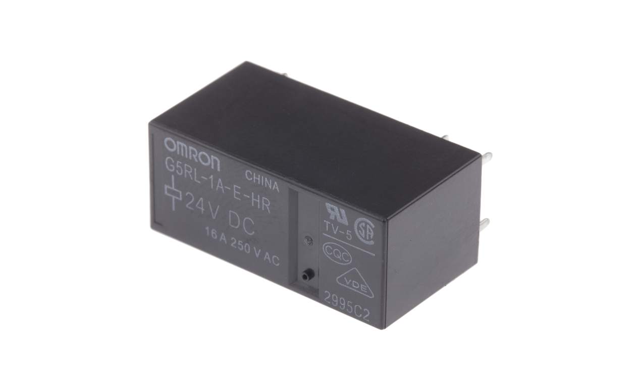 Omron G5RL-1A-E-HR DC24, PCB Mount Power Relay, 24V dc Coil, 16A Switching Current, SPST