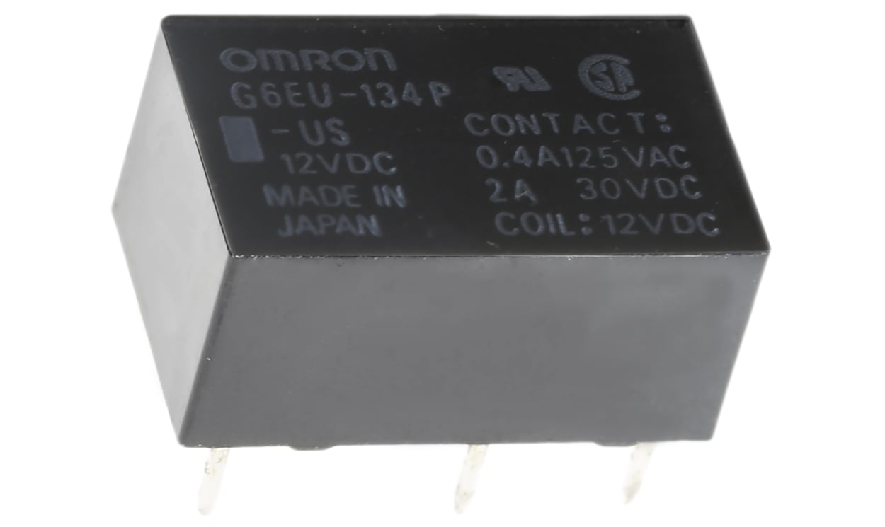 Omron G6EU-134P-US 12DC, PCB Mount Latching Signal Relay, 12V dc Coil, 3A Switching Current, SPDT