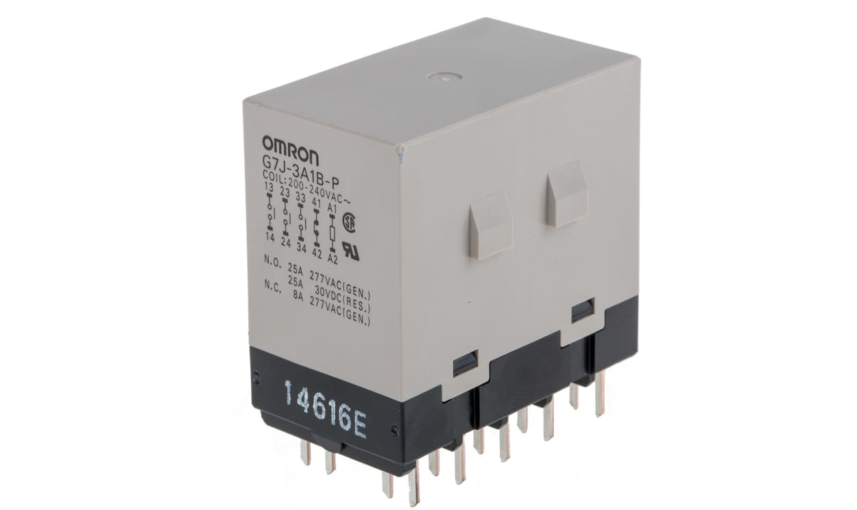 Omron G7J-3A1B-P AC200/240, PCB Mount Power Relay, 240V ac Coil, 25A Switching Current, 3PDT