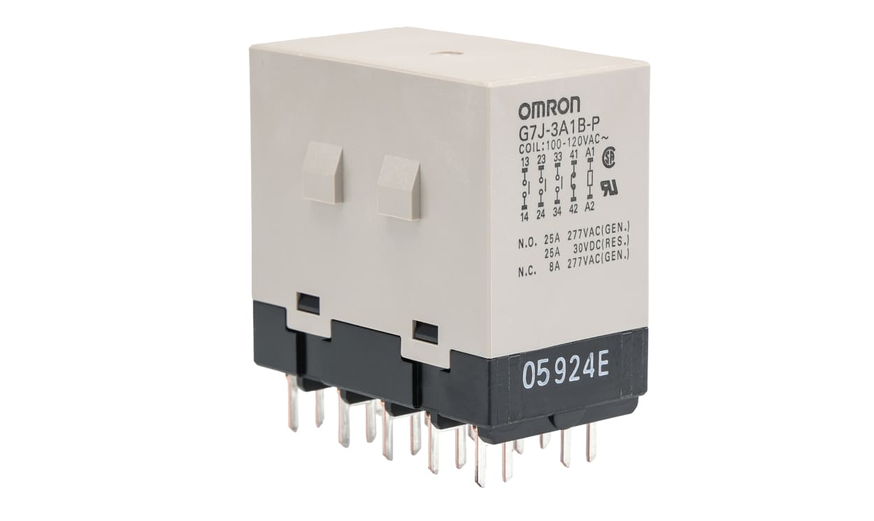 Omron G7J-3A1B-P AC100/120, PCB Mount Power Relay, 100V ac Coil, 25A Switching Current, 3PDT
