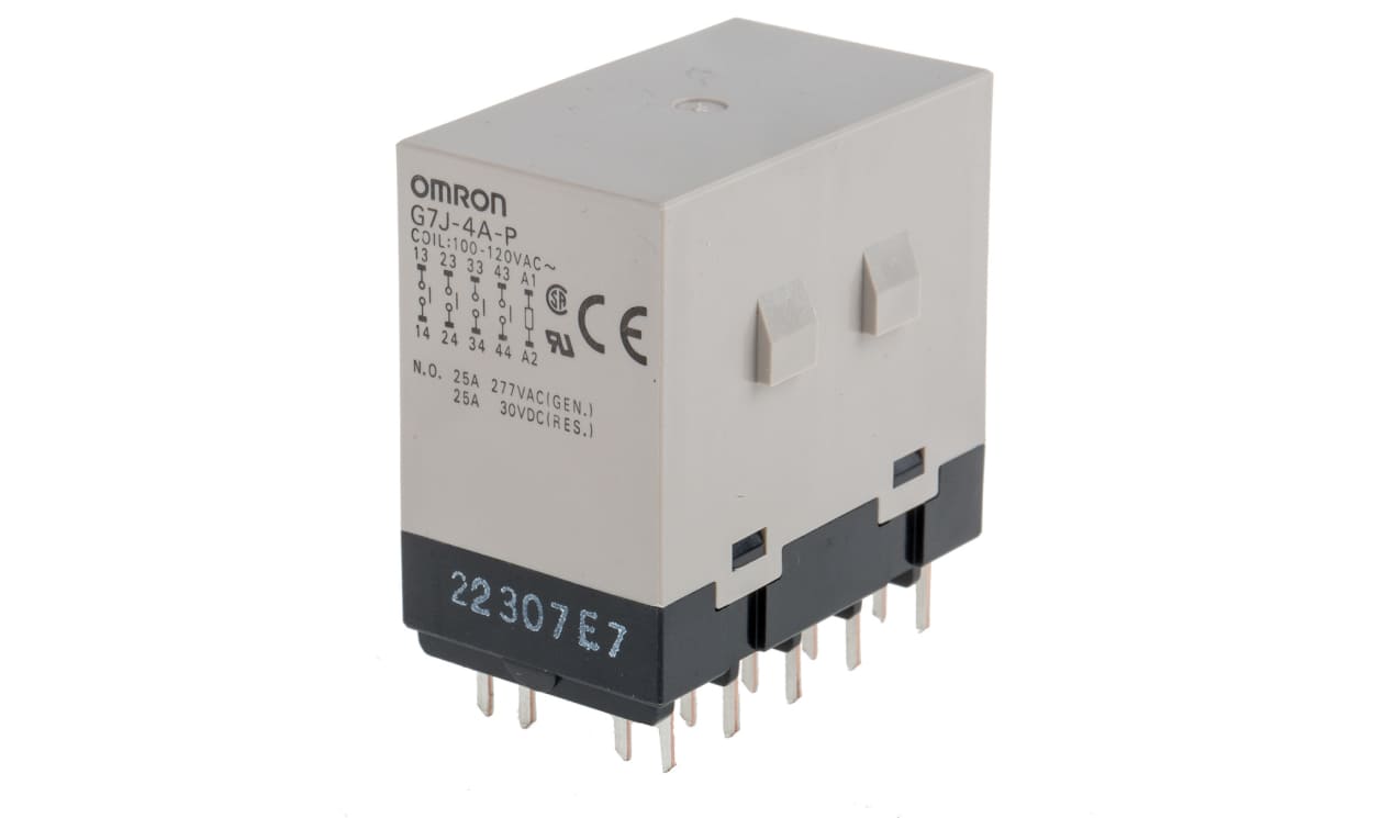 Omron G7J-4A-P AC100/120, PCB Mount Power Relay, 120V ac Coil, 25A Switching Current, 4PST-NO