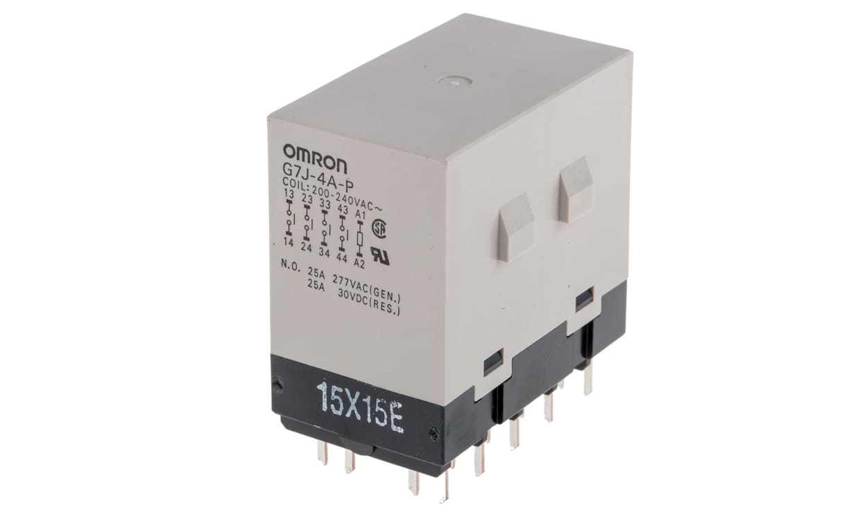 Omron G7J-4A-P AC200/240, PCB Mount Power Relay, 240V ac Coil, 25A Switching Current, 4PST-NO