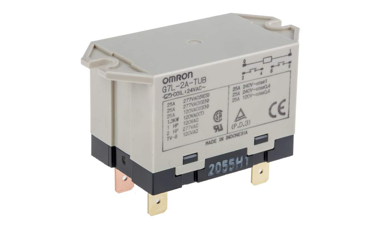 Omron G7L-2A-TUB AC24, Panel Mount Power Relay, 24V ac Coil, 25A Switching Current, DPST - generaltechuae