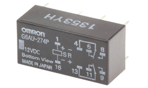 Omron G6AU-274P 12DC, PCB Mount Latching Signal Relay, 12V dc Coil, 2A Switching Current, DPDT