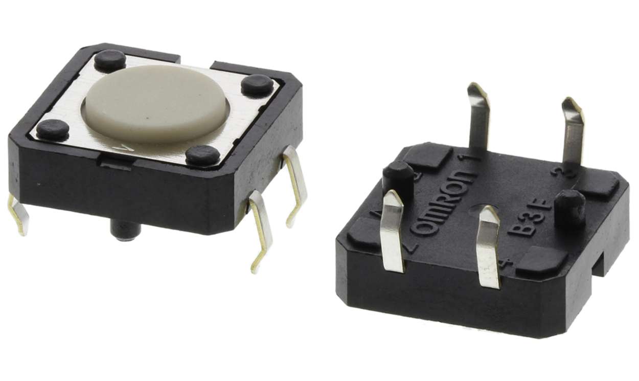 Omron B3F-4000, Ivory Plunger Tactile Switch, SPST 50 mA @ 24 V dc 0.8mm Through Hole