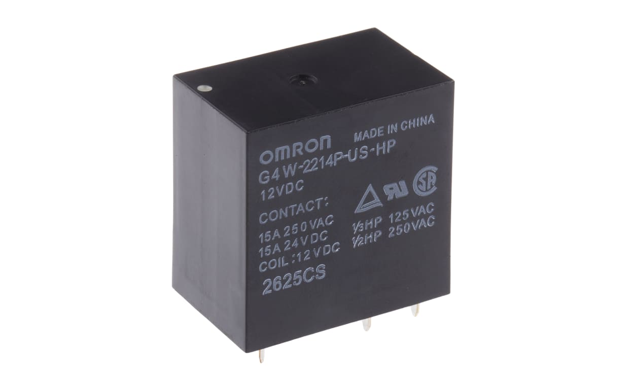 Omron G4W-2214P-US-HP 12DC, PCB Mount Power Relay, 12V dc Coil, 15A Switching Current, DPST