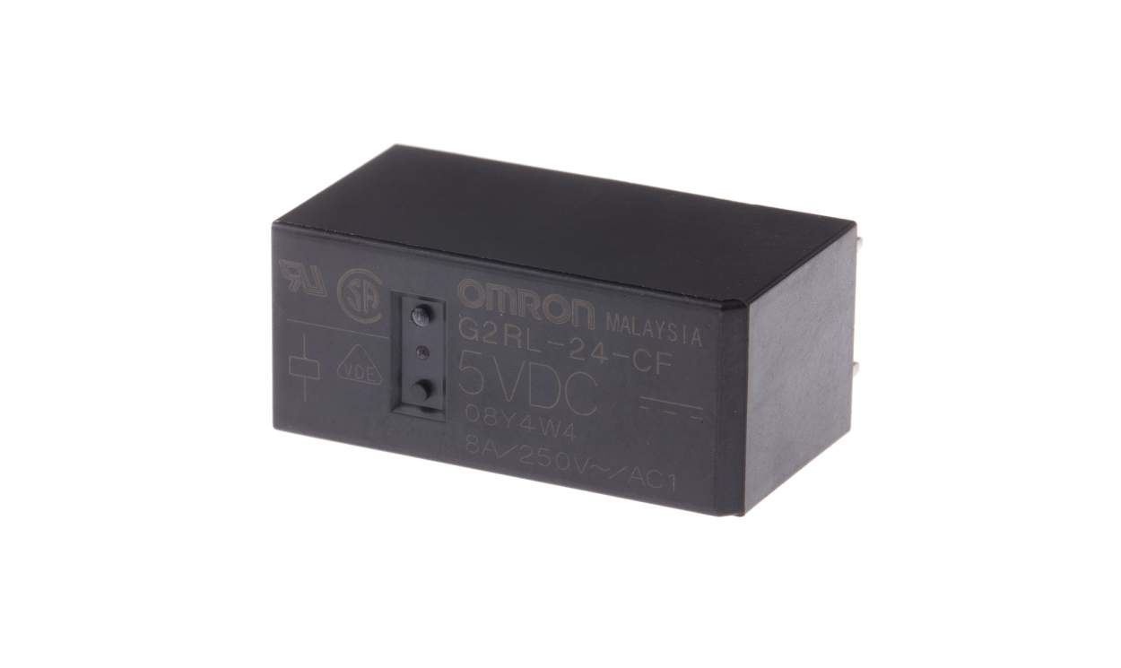 Omron G2RL-24-CF DC5, PCB Mount Power Relay, 5V dc Coil, 8A Switching Current, DPDT