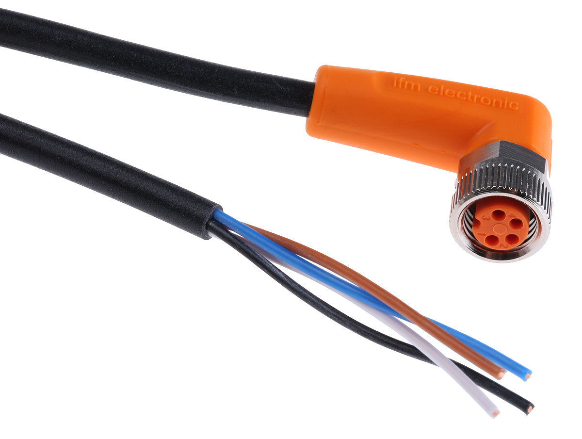 ifm EVC153, Right Angle Female 4 way M8 to Unterminated Sensor Actuator Cable, 2m