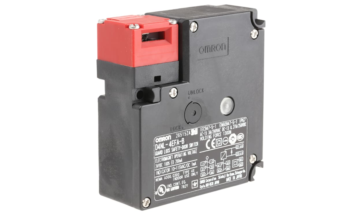 Omron D4NL-4EFA-B, D4NL Series Safety Switch, Power to Unlock, 24V dc, 2NC/1NO + 1NC/1NO