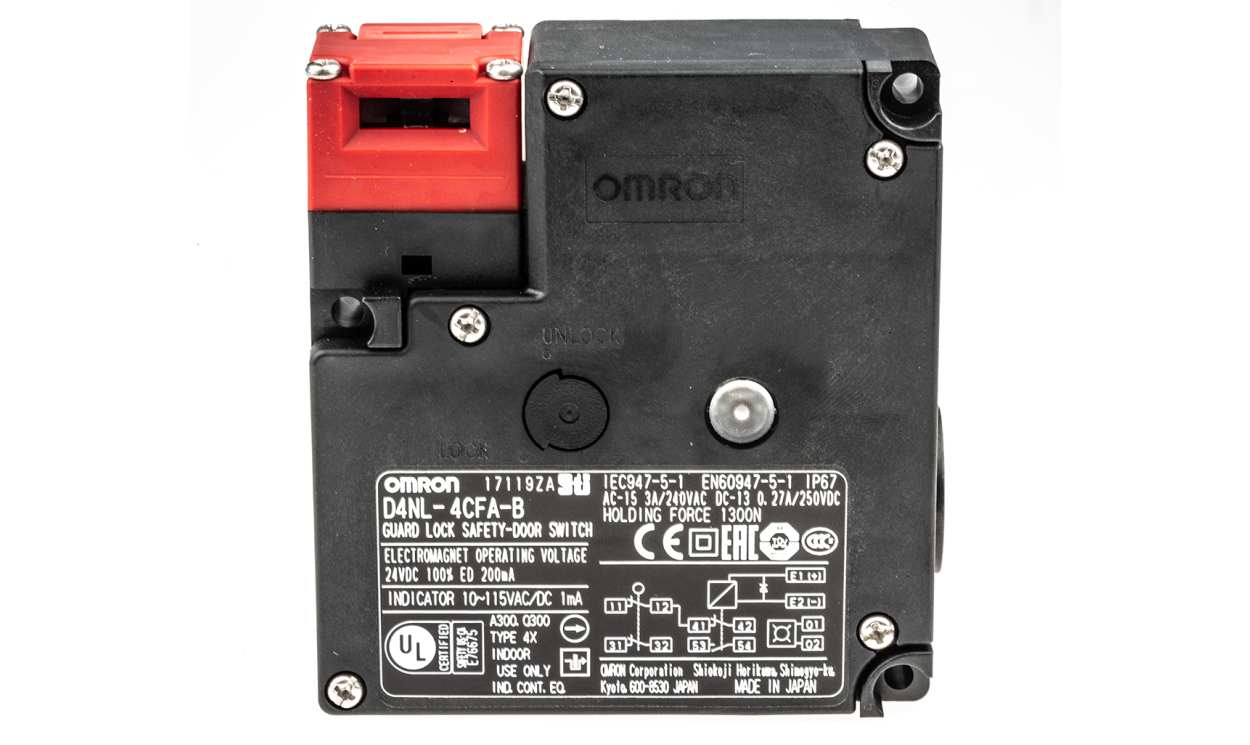 Omron D4NL-4CFA-B, D4NL Series Solenoid Interlock Switch, Power to Unlock, 24V dc, 2NC + 1NC/1NO