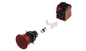 Omron A22EL-M-24A-02, A22E Series Twist Release Illuminated Emergency Stop Push Button, Panel Mount, 2NC, IP65
