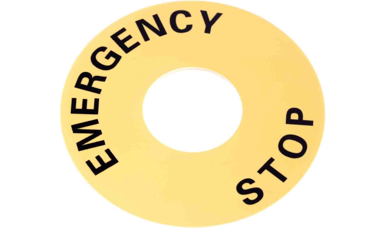 Omron A22Z-3466-1, Legend Plate for Use with A22E E-Stop, Emergency Stop