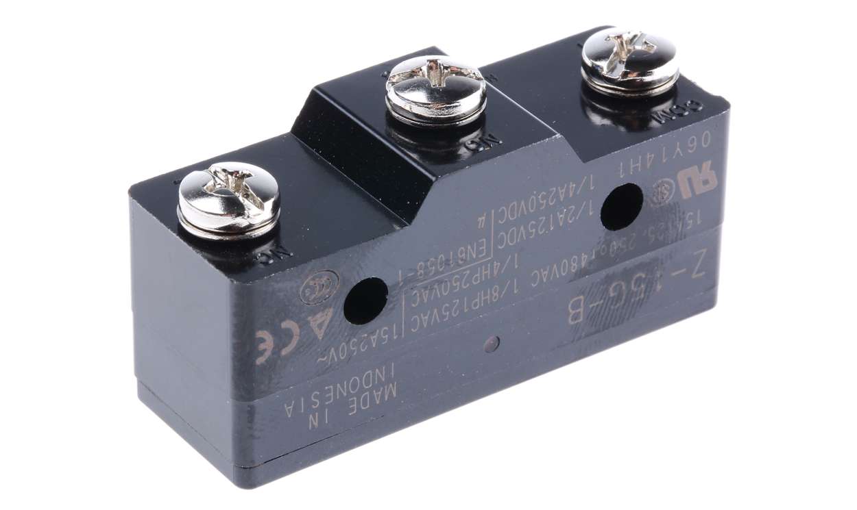 Omron Z-15G-B, Z-15 Series Plunger Limit Switch, NO/NC, IP00, SPDT, Thermosetting Resin Housing, 500V ac Max, 15A Max