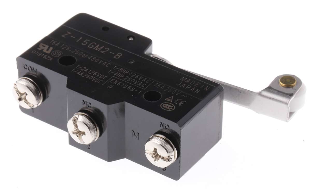 Omron Z-15GM2-B, Z Series Roller Lever Limit Switch, NO/NC, IP00, SPDT, Thermosetting Resin Housing, 500V ac Max, 15A Max