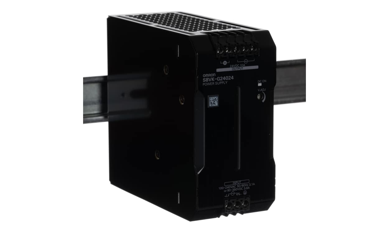 Omron S8VK-G24024, S8VK-G Switched Mode DIN Rail Power Supply, 100 → 240 V ac / 90 → 350V dc ac, dc Input, 24V dc dc