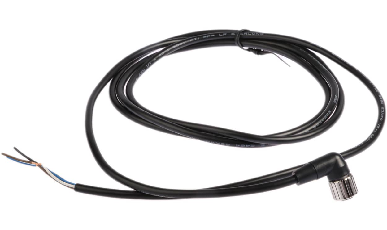 Omron XS2F-M12PVC4A2M, Right Angle Female 4 way M12 to Unterminated Sensor Actuator Cable, 2m