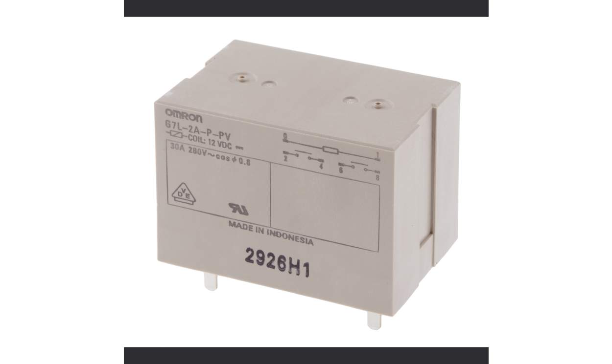 Omron G7L-2A-P-PV DC12, PCB Mount Power Relay, 12V dc Coil, 30A Switching Current, DPST