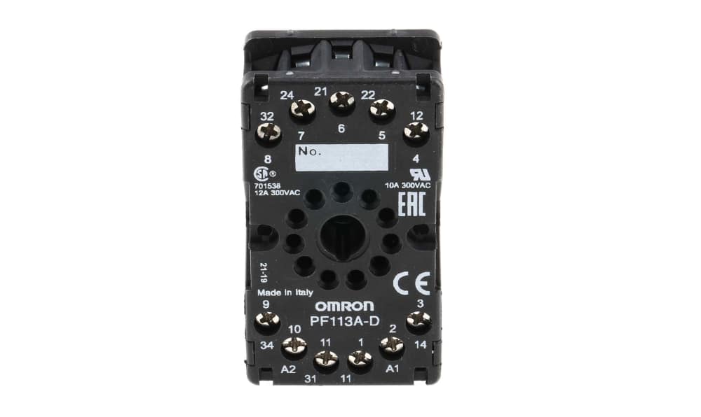 Omron PF113A-D, MKS 11 Pin 300V ac DIN Rail Relay Socket, for use with MKS Series