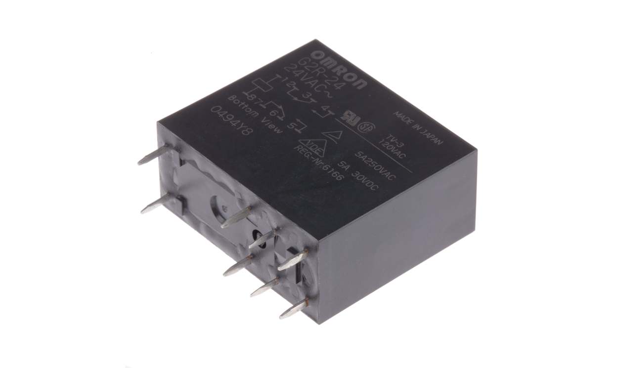 Omron G2R-24 AC24, PCB Mount Power Relay, 24V ac Coil, 5A Switching Current, DPDT