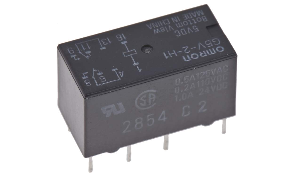 Omron G5V-2-H1 DC5, PCB Mount Signal Relay, 5V dc Coil, 1A Switching Current, DPDT