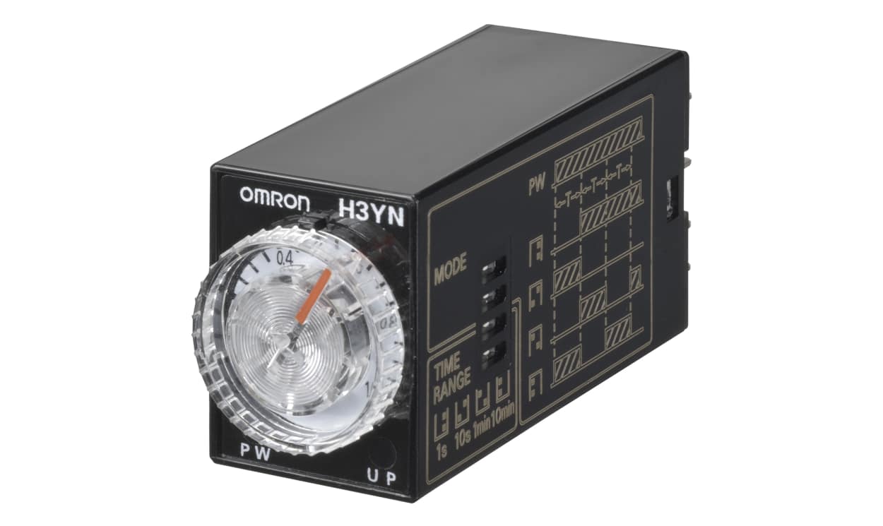 Omron H3YN-21-B DC24, H3YN Series Panel Mount Timer Relay, 24V dc, 4-Contact, 0.1 min → 10h, DPDT - generaltechuae