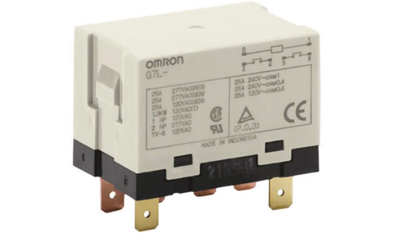 Omron G7L-2A-T AC12, Panel Mount Power Relay, 12V ac Coil, 25A Switching Current, DPST