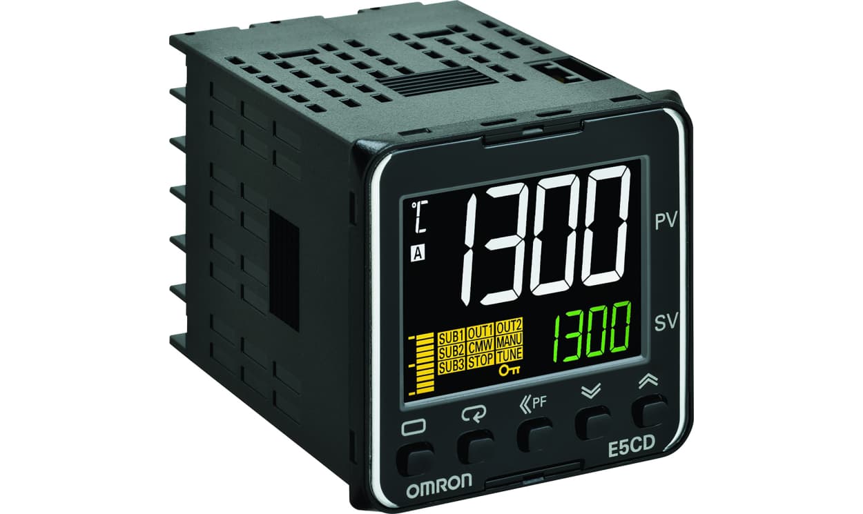 Omron E5CD-QX2D6M-002, E5CD Panel Mount PID Temperature Controller, 48 x 48mm 2 Input, 2 Output SSR, Solid State Relay, Logic, 24 V - generaltechuae