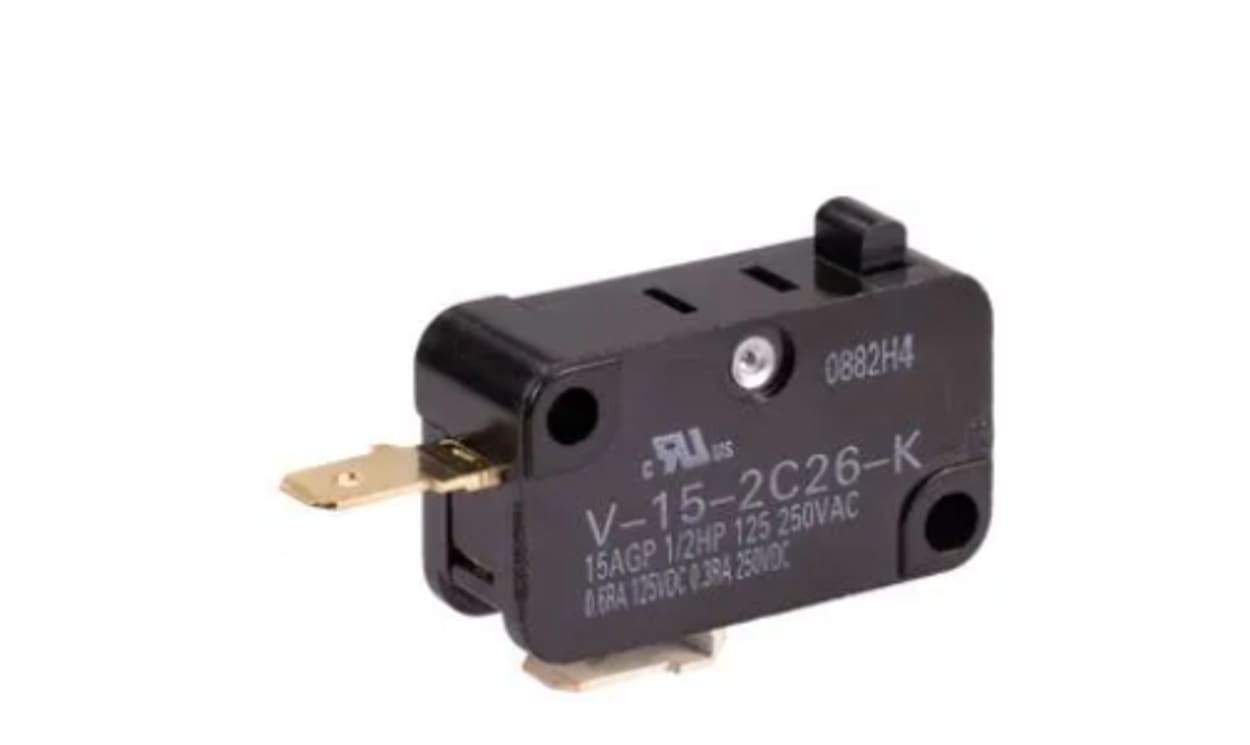 Omron V-15-2C26-K, Plunger Microswitch, PCB Terminal, 15A at 250Vac VA, 600mA at 125Vdc VA, SPST, IP40