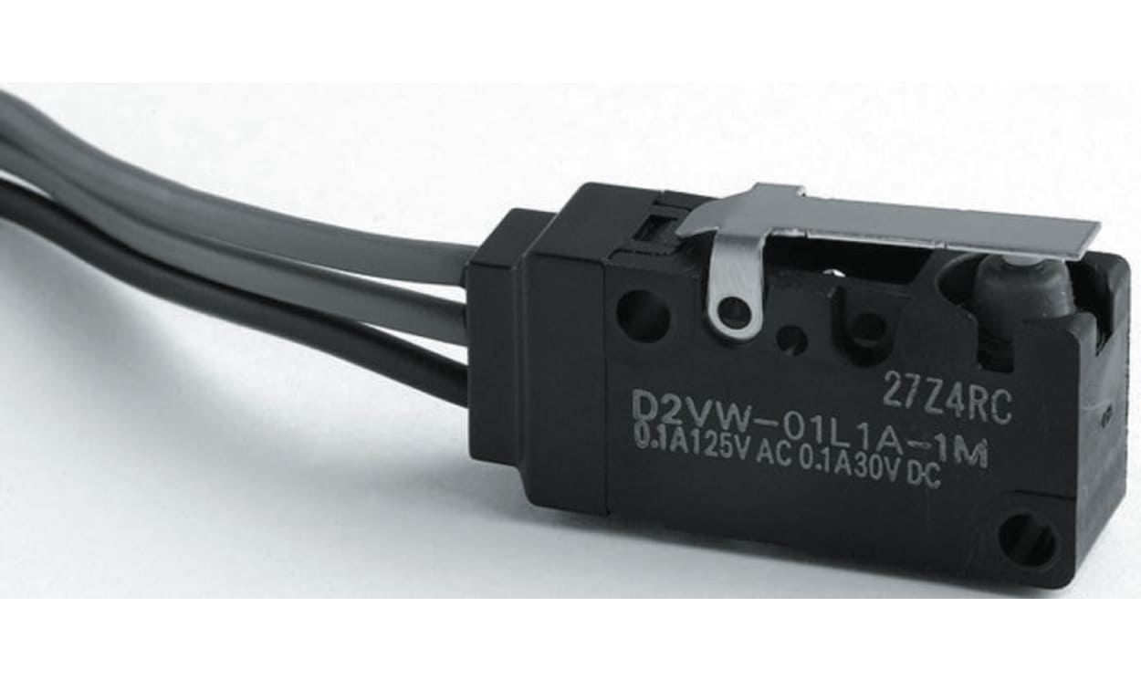 Omron D2VW-5L1-1(D)(CHN), Hinge Lever Micro Switch, Solder Terminal, 5 A @ 250 V ac, SPDT, IP67