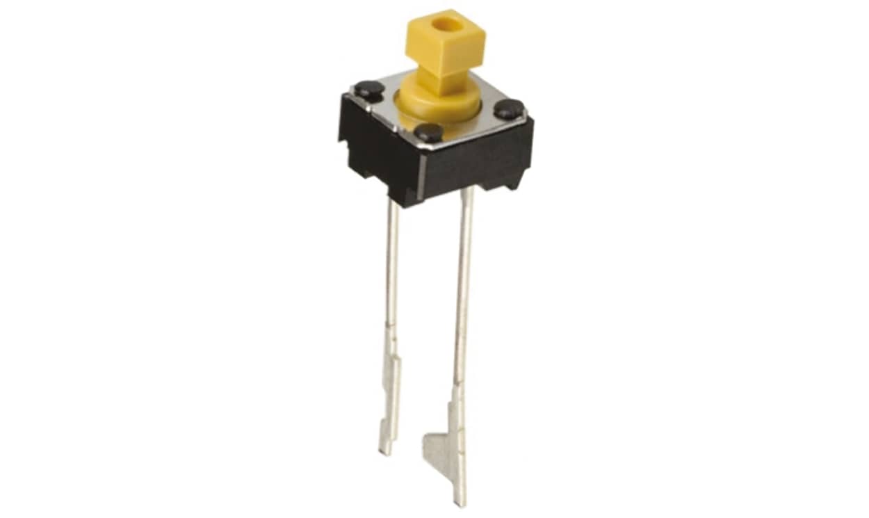 Omron B3F-6052, Yellow Plunger Tactile Switch, SPST 50 mA @ 24 V dc 3mm Through Hole
