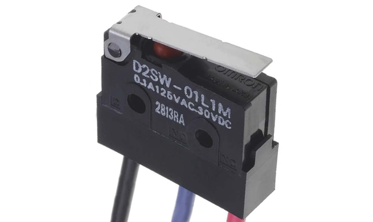 Omron D2SW-3L1MS, Hinge Lever Micro Switch, Pre-wired Terminal, 3 A @ 30 V dc, SPDT, IP67