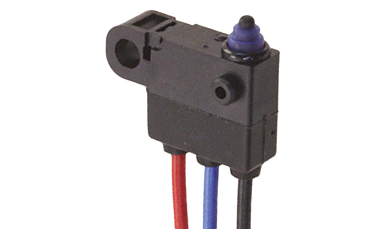 Omron D2HW-C203M, Pin Plunger Micro Switch, Pre-wired Terminal, 2 A @ 12 V dc, SPST, IP67