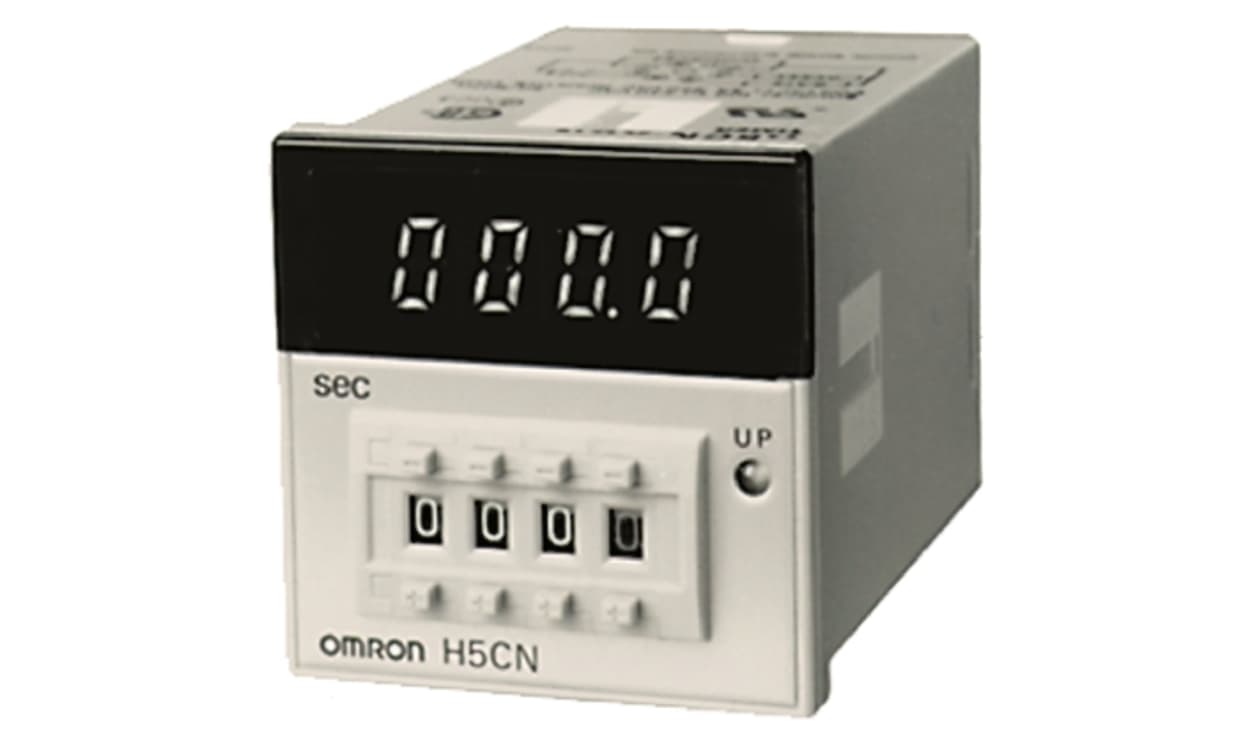 Omron H5CN-YCN DC12-48, H5CN Series DIN Rail, Panel Mount, Surface Mount Timer Relay, 12 → 48V dc, 1-Contact, 1s, 1-Function