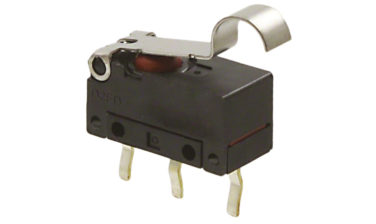 Omron D2FD-01L30-1T, Simulated Roller Lever Micro Switch, Pc Pin Terminal, 100 mA @ 30 V dc, SP-CO, IP6X
