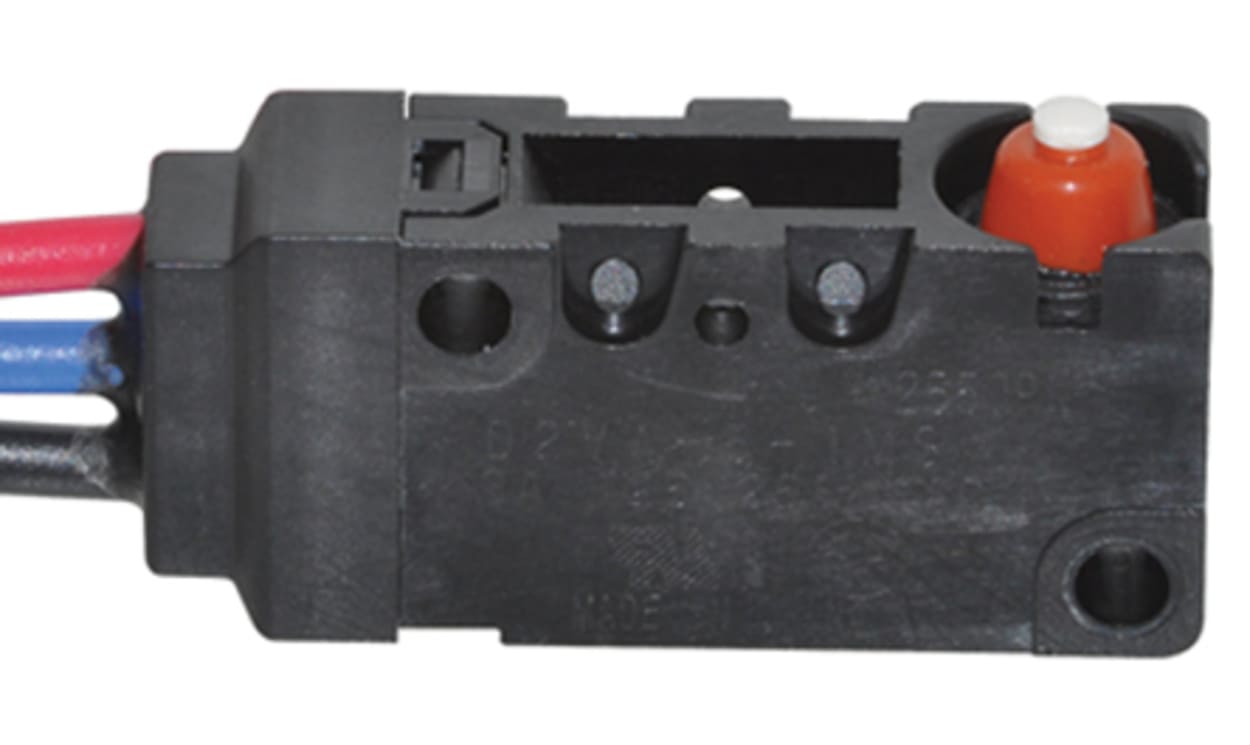 Omron D2VW-5-1MS, Pin Plunger Micro Switch, Wire Lead Terminal, 3 A @ 125 V ac, SP-CO, IP67