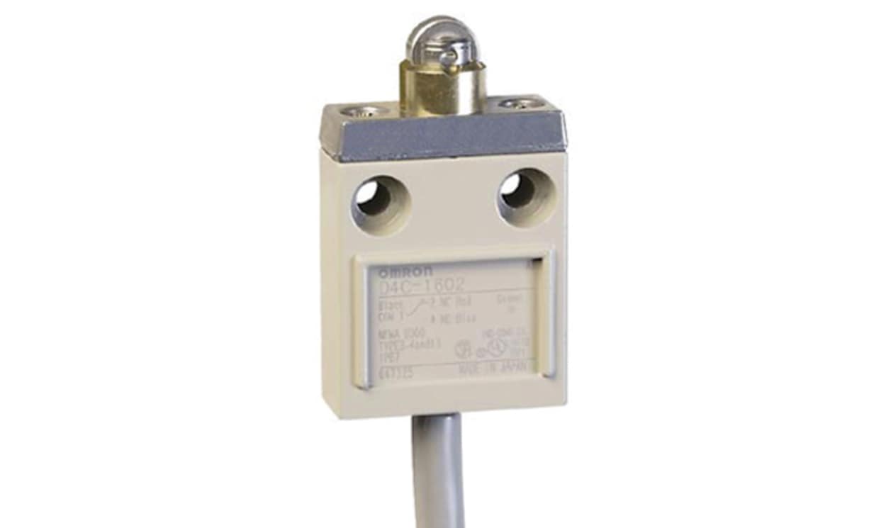 Omron D4C-1602, Roller Plunger Limit Switch, 4NO/2NC, IP67, SPDT, 250V ac Max, 5A Max