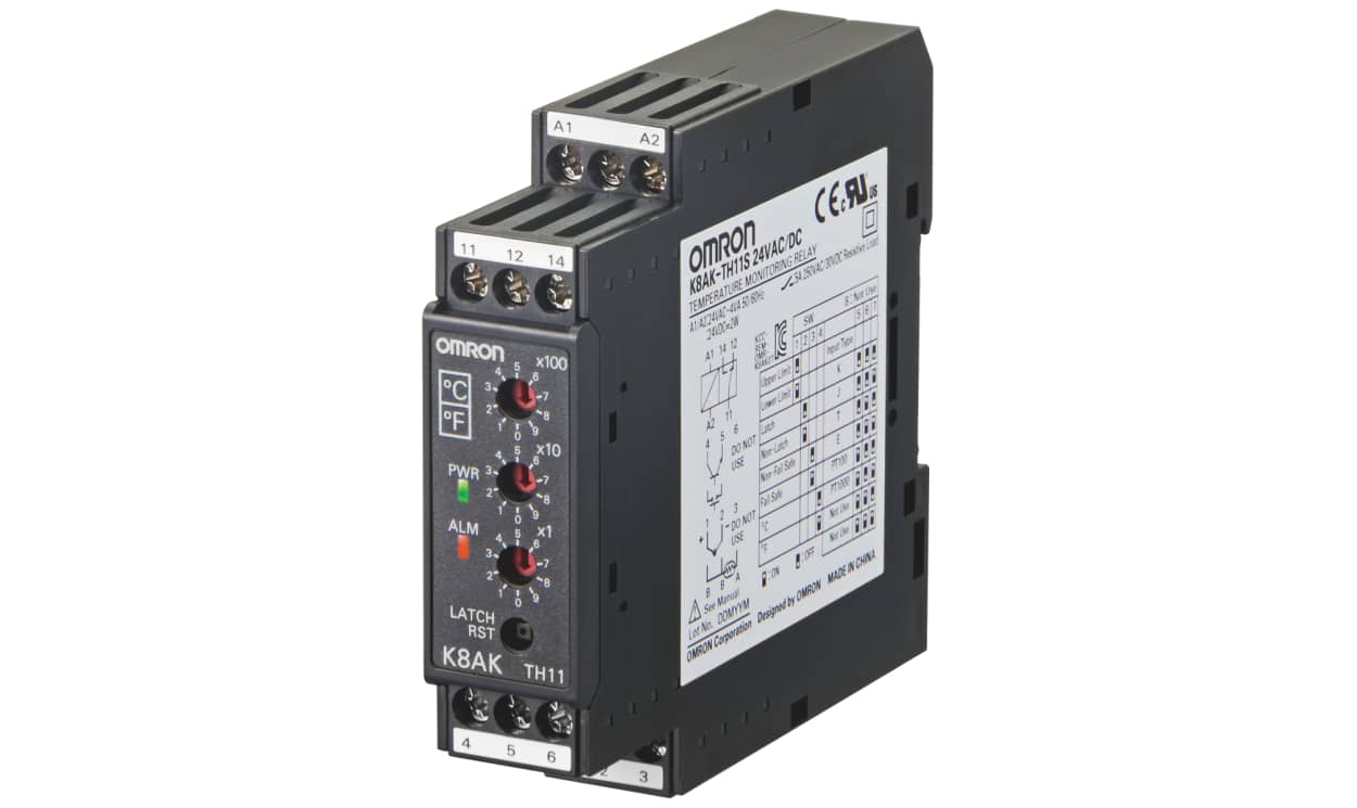 Omron K8AK-TH12S 24VAC/DC, Temperature Monitoring Relay, SPDT, DIN Rail