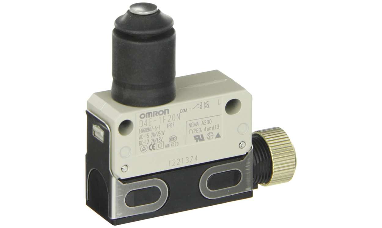 Omron D4E-1F20N, Plunger Limit Switch, NO/NC, IP67, SPDT, 250V ac Max, 5A Max