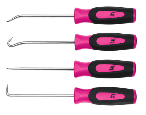 Snap-on SGASA204CEP | 4 pc Instinct Soft Grip Miniature Pick Set, Electric Pink | 4-piece miniature set